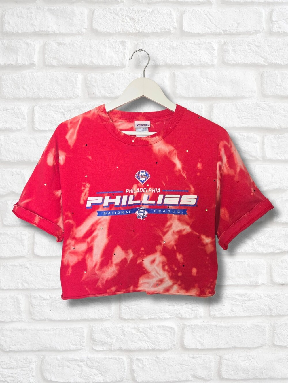 Philadelphia Phillies Crop Top W/Rhinestones